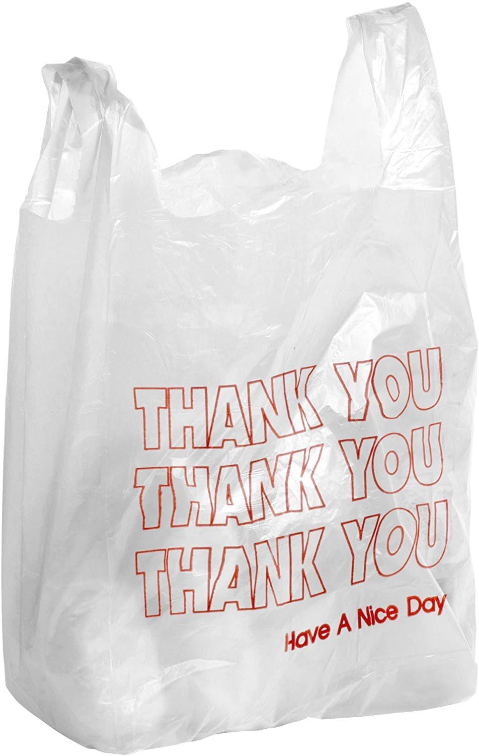 Pack of 1000 Thank You Plastic Bags 13 x 8 x 22 carry-Out T-Shirt Bags 13x8x22 Thickness 065 mil Reusable Preprinted Shopping Ba