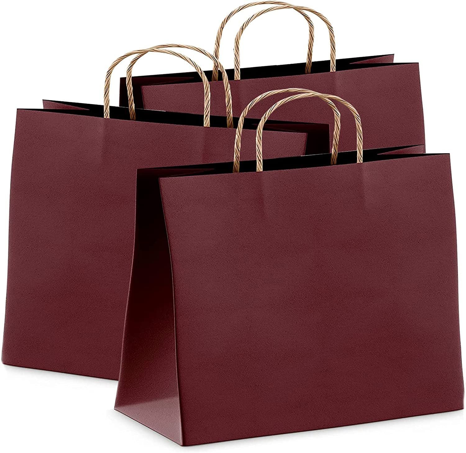 PUREVAcY White Kraft Paper Bags 16 x 6 x 12 in Bulk Pack of 250 Large Favor Shopping Bags with Handles craft Recycled Paperbags 