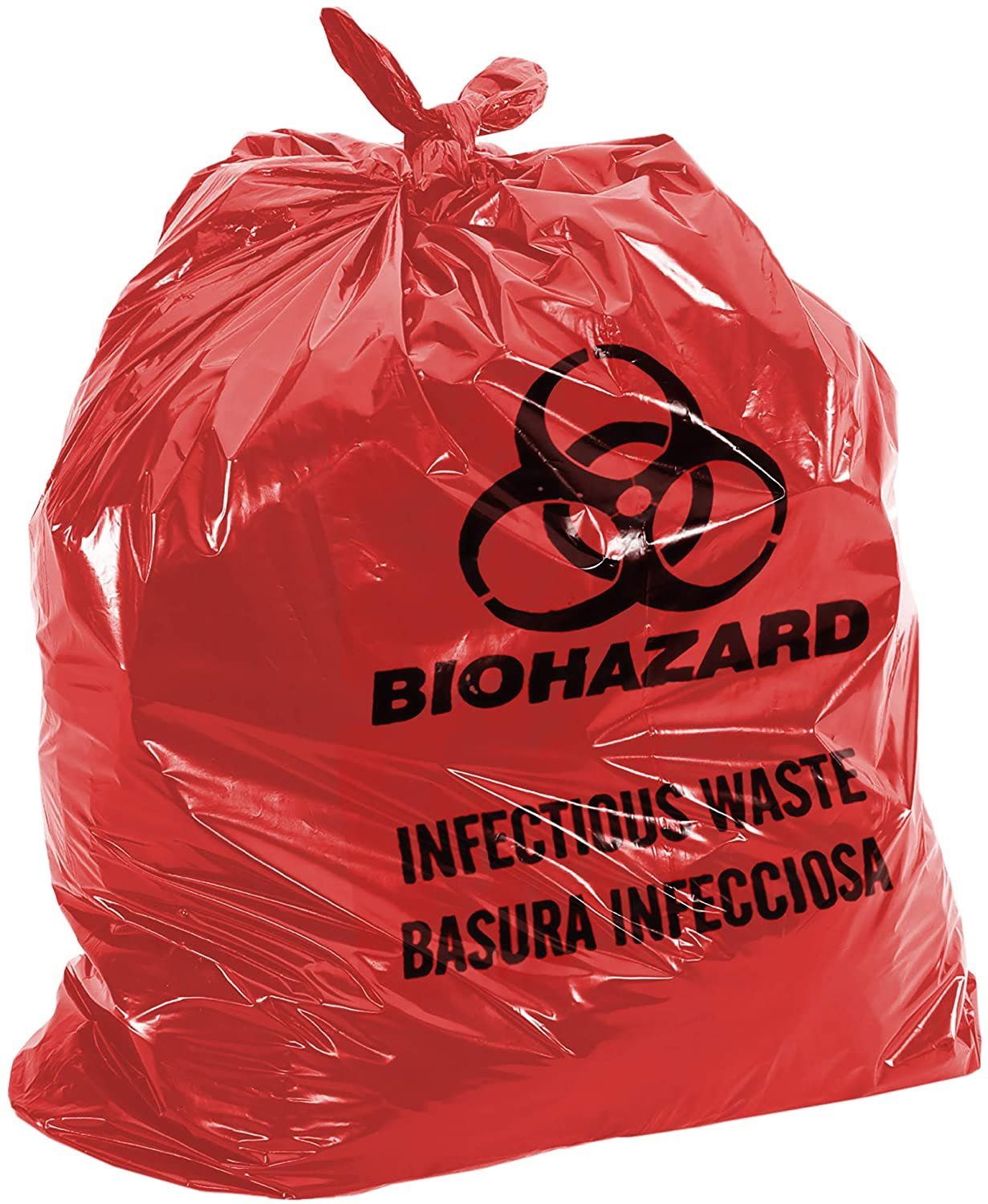 Red Disposable Biohazard Bags 40 x 46 Water-Resistant Polyethylene Bio Hazardous Bags Pack of 25 Open Top Bio Hazard Bags 13 Mil
