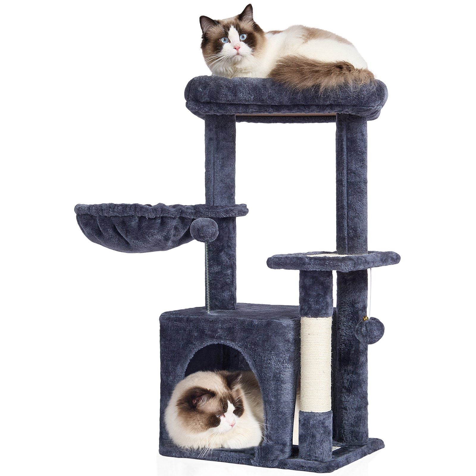 VEVOR Cat Tree 31.4 Cat Tower with Cat Condo Sisal Scratching Post Dark Grey