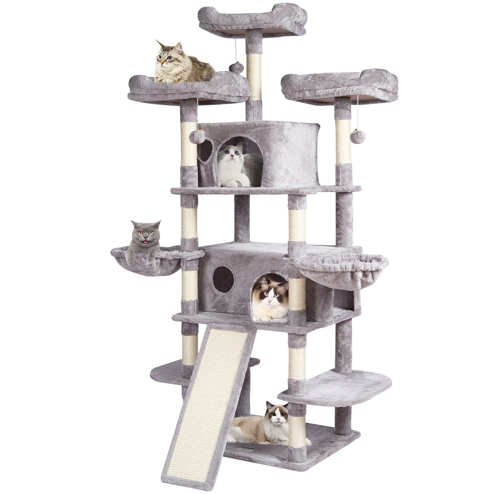 VEVOR Cat Tree 68.5 Cat Tower for Indoor Cats with Cat Condos Scratching Post