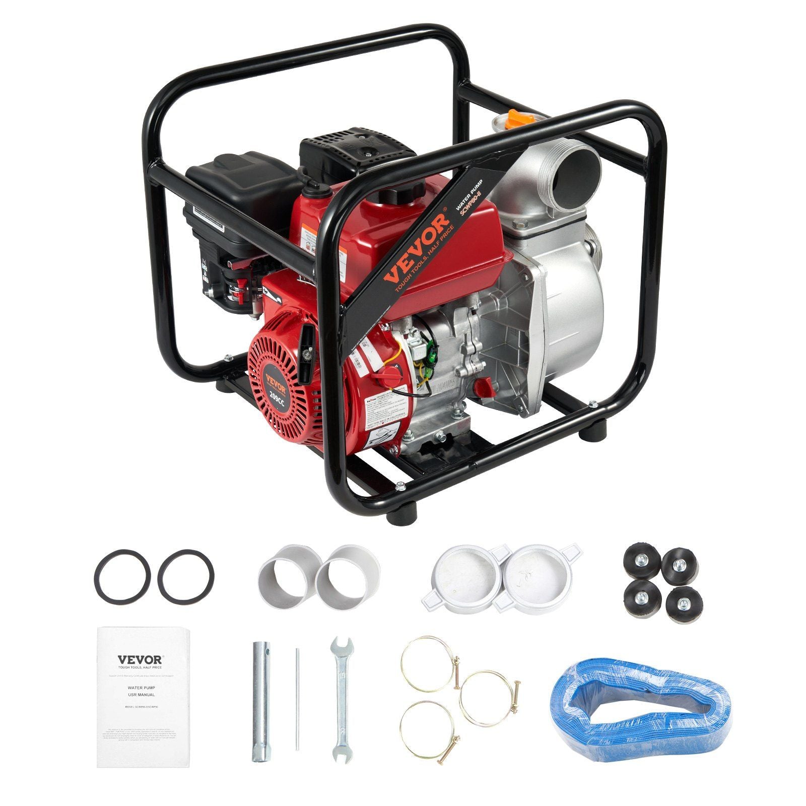 VEVOR Gasoline Engine Water Pump Gas Powered Water Transfer Pump 3 7HP 4-Stroke