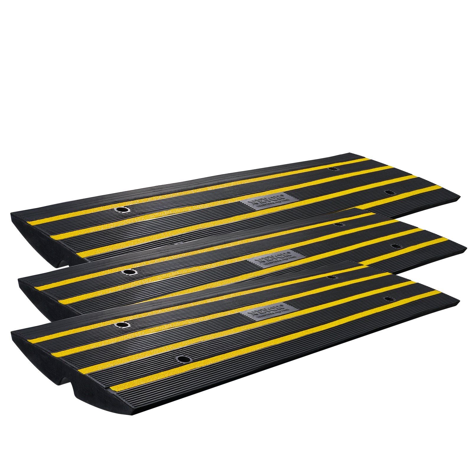 VEVOR Curb Ramp, 3 Pack Rubber Driveway Ramps, Heavy Duty 33069 lbs Weight Capacity Threshold Ramp, 2.6-inch High Curbside Bridg