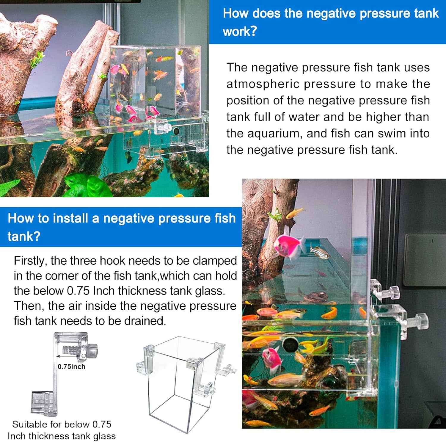 Fish Tank Auto Top Off Negative Pressure Aquarium Water Refill System