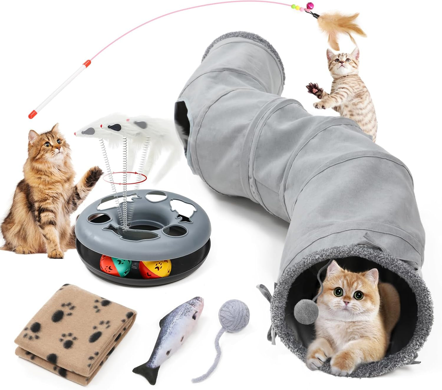 Cat Tunnel Toy for Cats & Small Pets Collapsible Interactive Play Tube
