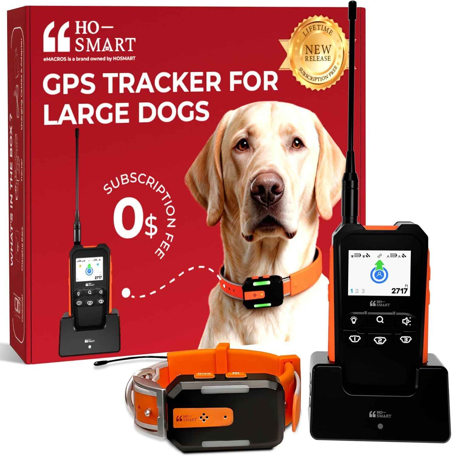 Off-Grid GPS Dog Tracker – No Subscription, 3.5-Mile Range, 7-Day Battery