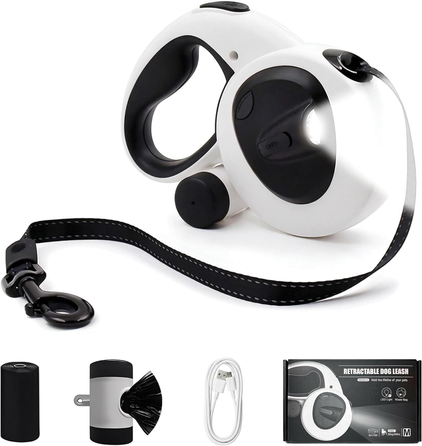 Retractable Dog Leash 16FT LED Light Heavy Duty Tangle Free