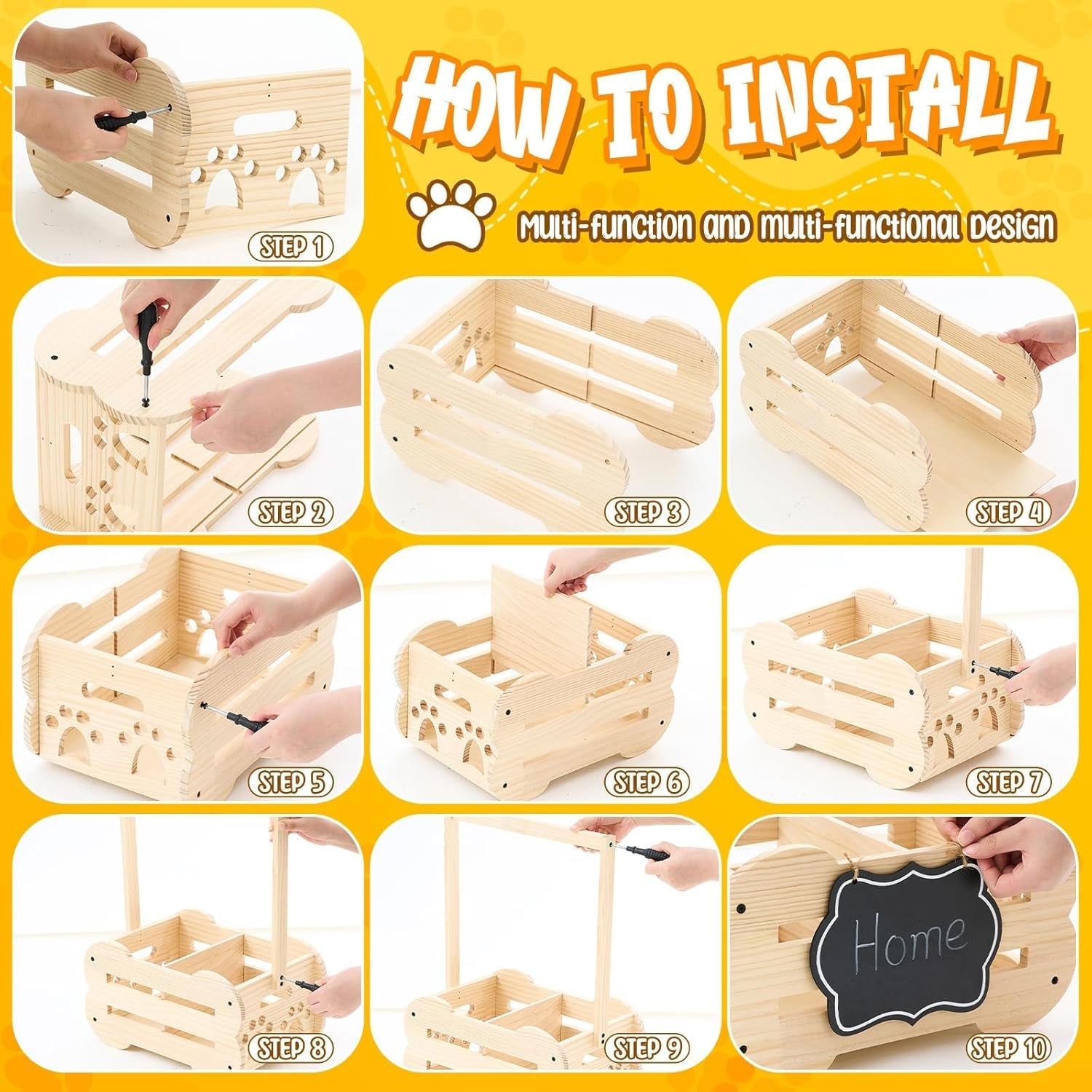 Dog Storage Organizer Wooden Closet Toy Clothes Rack Hangers 20in