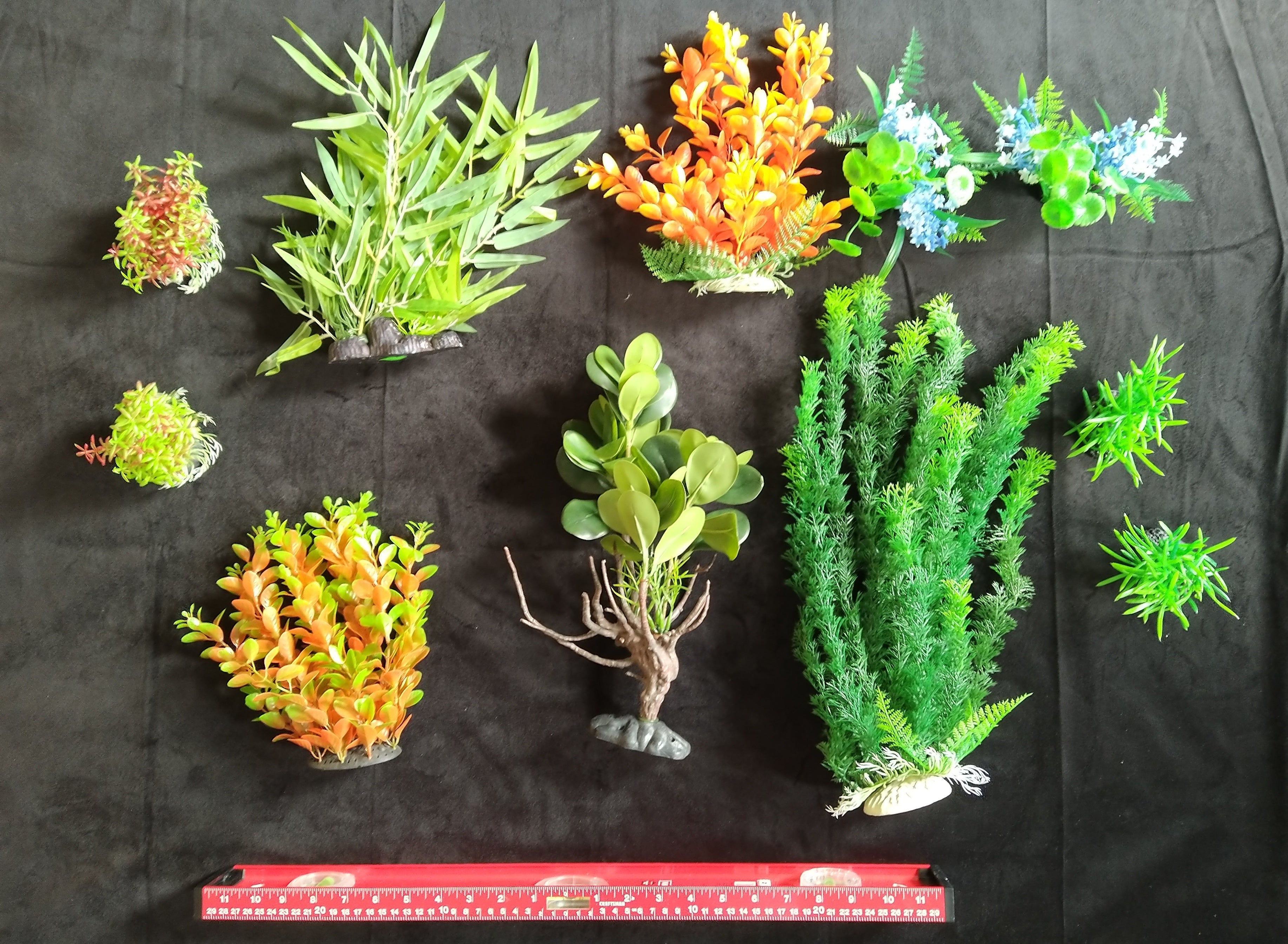 Premium Artificial Aquarium Plant Package for Fish Tank, Small Garden