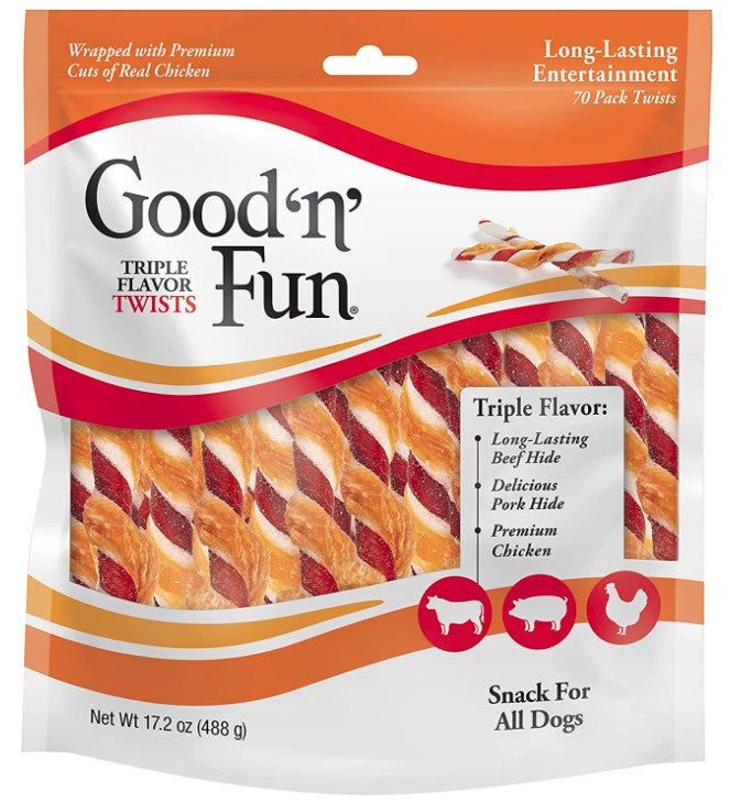 Healthy Hide Good n Fun TripleFlavor Twists Regular Chicken, Pork and Beef Hide