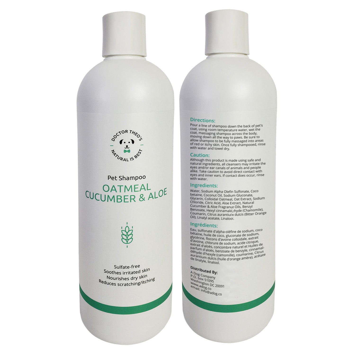 Dr. Theos Dog Shampoo – Oatmeal, Cucumber & Aloe (16 oz)