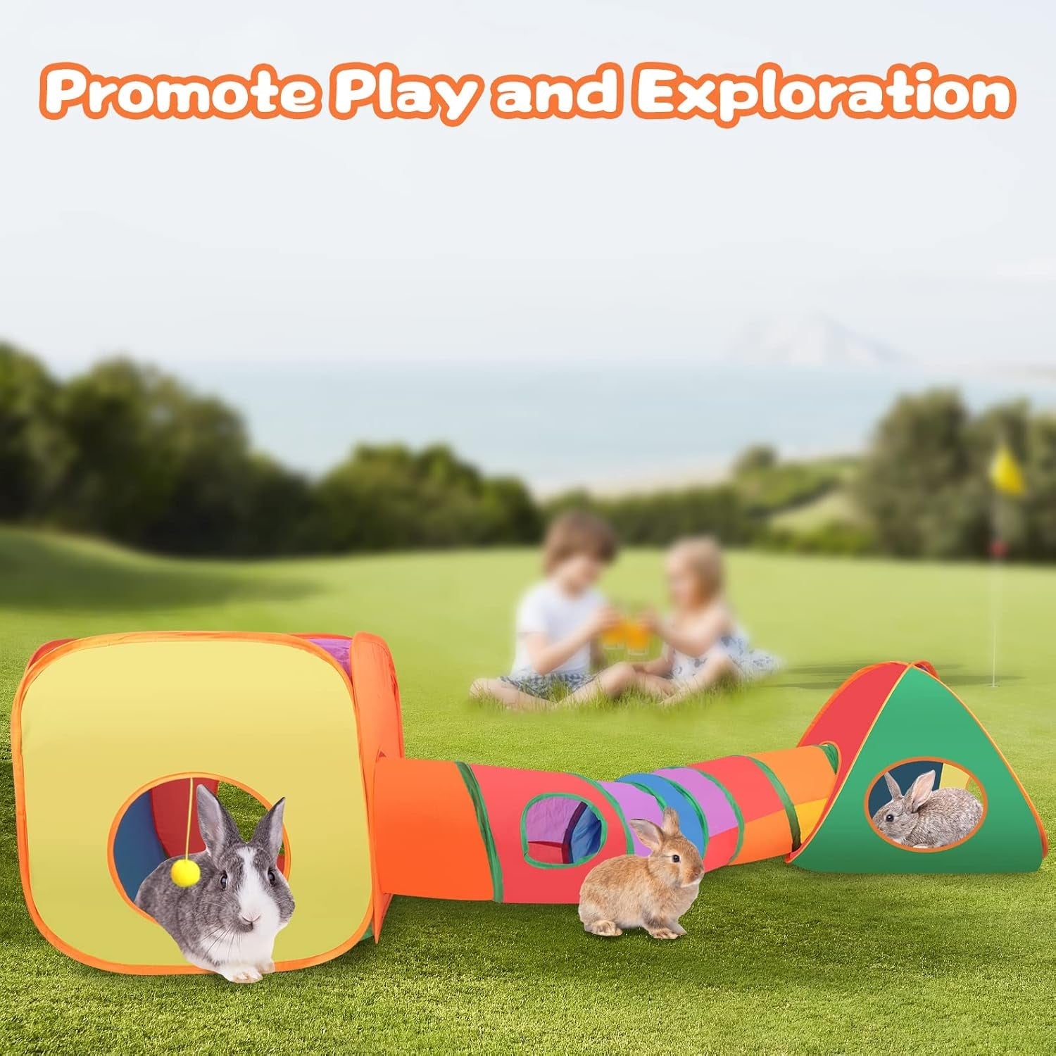 Rabbit Tunnel Toy Collapsible Play Tube Cube Set for Small Pets