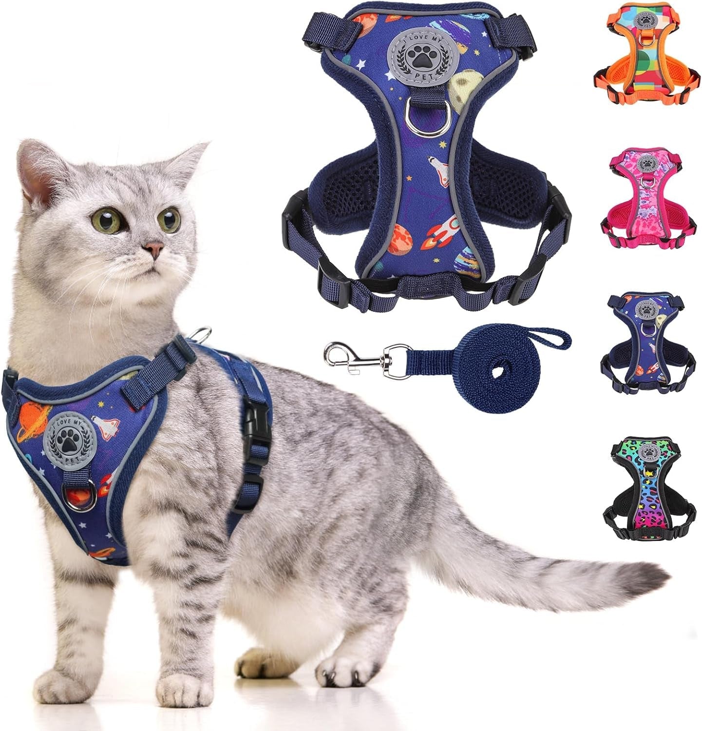Escape Proof Cat Harness and Leash Reflective Adjustable Soft Vest
