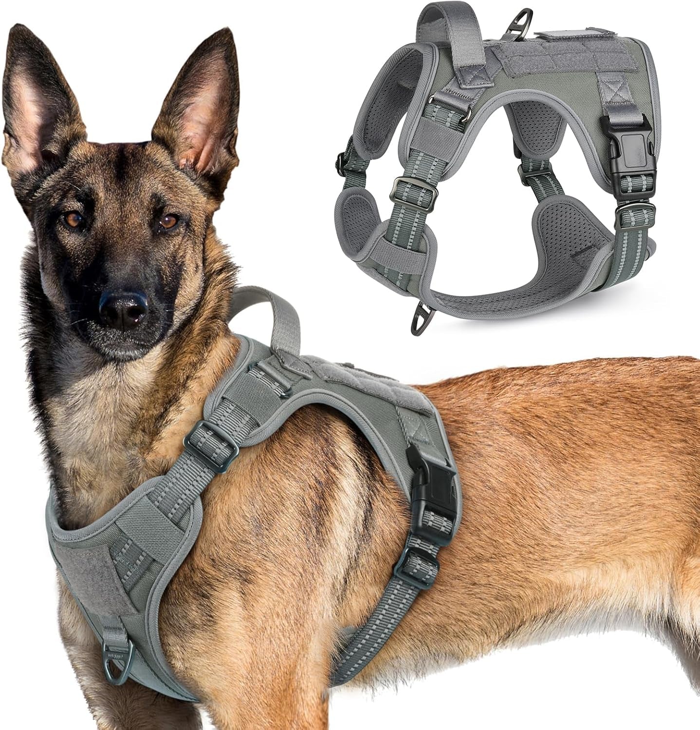 No-Pull Tactical Dog Harness MOLLE Vest for Medium & Large Dogs