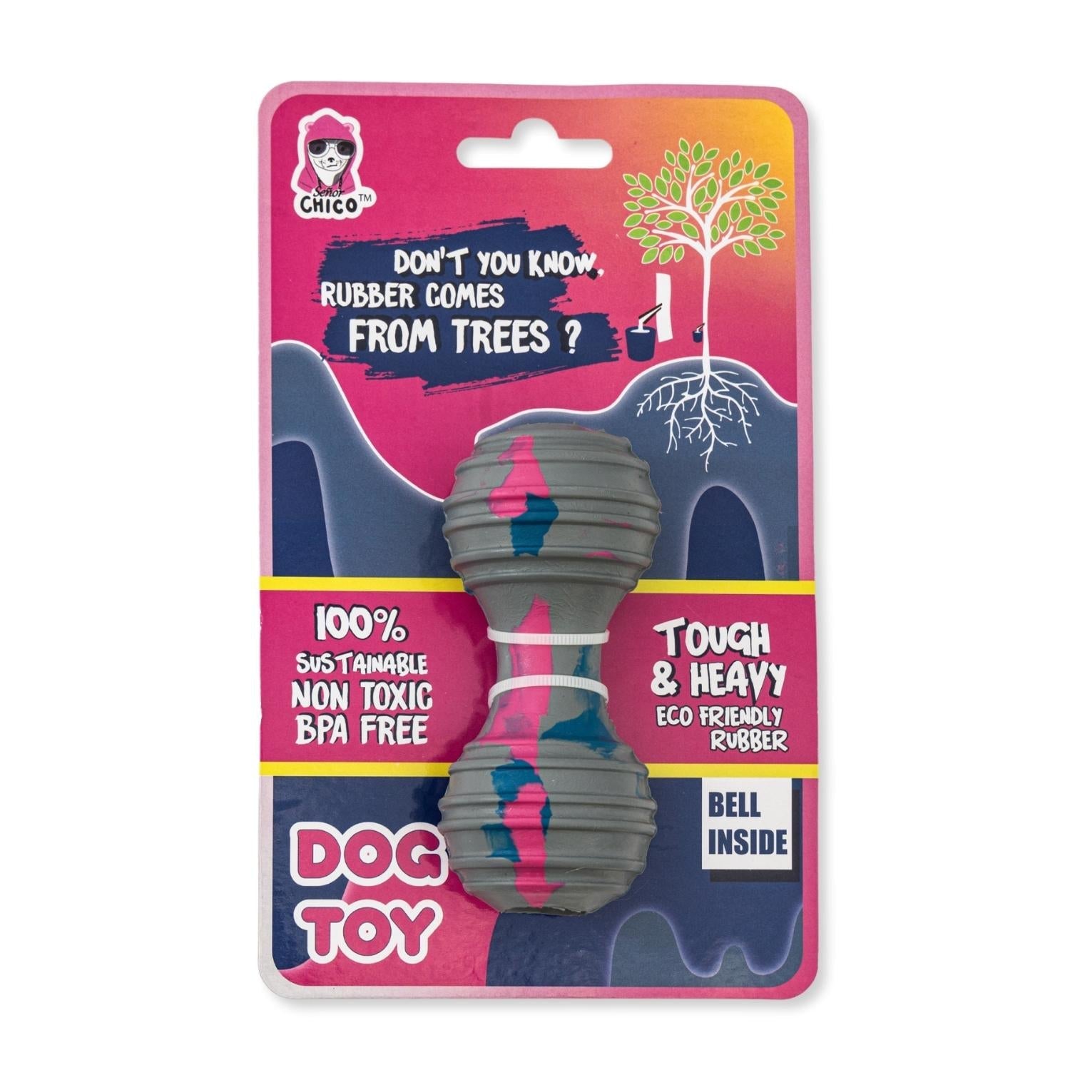 Natural Rubber Dumbbell Dog Toy, 5 × 2 in