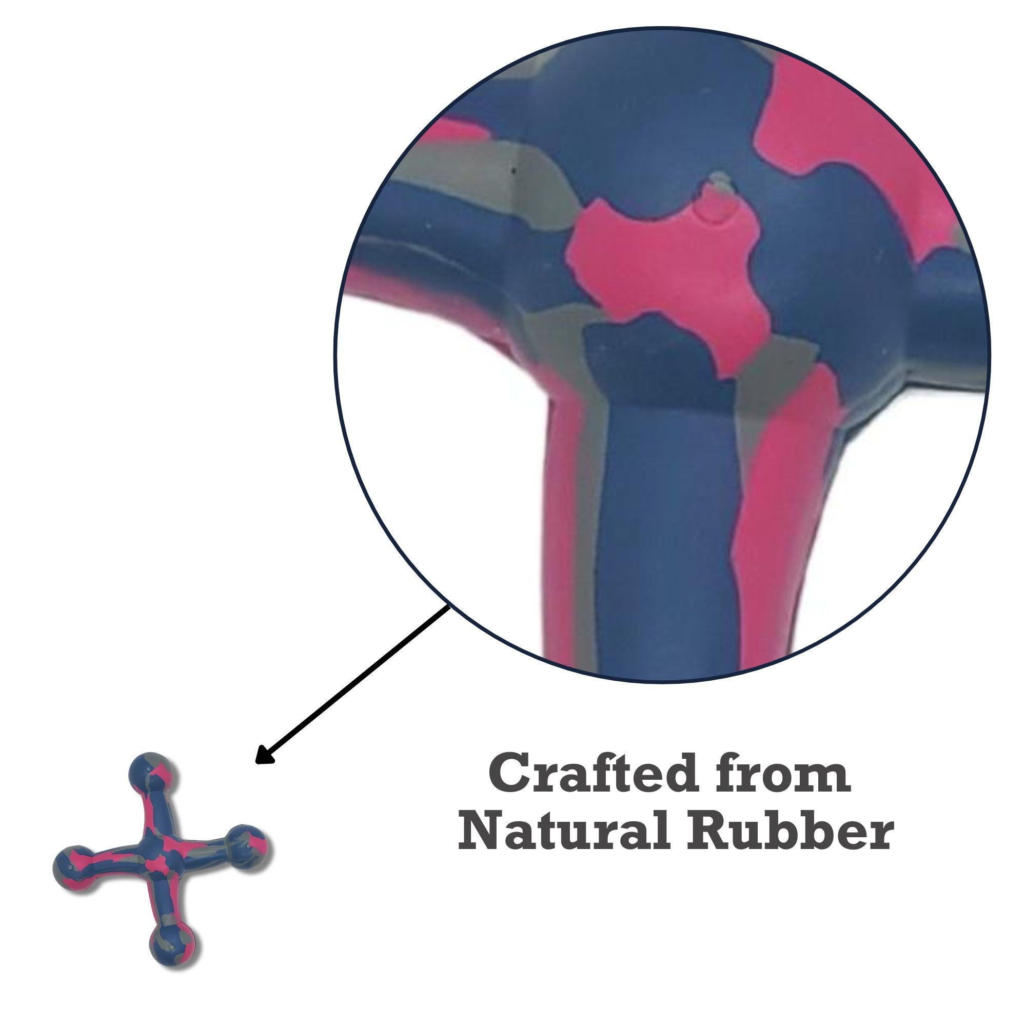 Natural Rubber Jack Dog Toy, 6.5 × 6.5 in