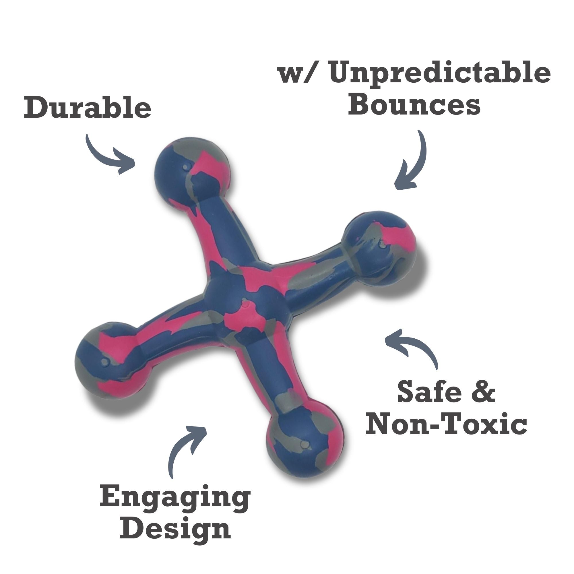 Natural Rubber Jack Dog Toy, 6.5 × 6.5 in