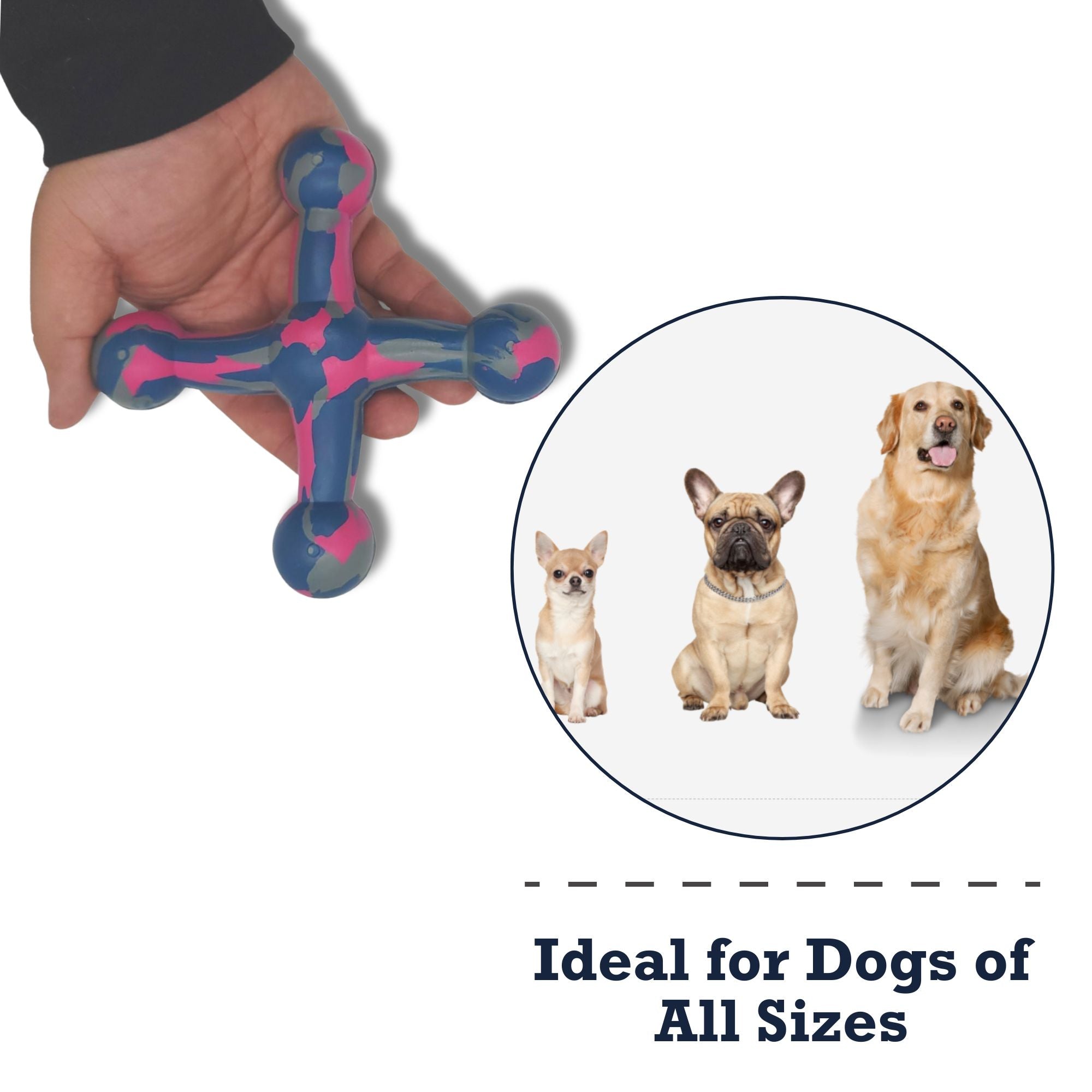 Natural Rubber Jack Dog Toy, 6.5 × 6.5 in