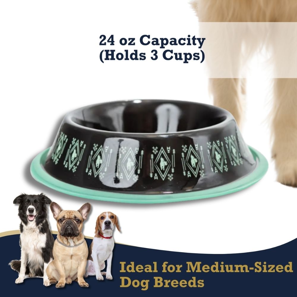 BOHO Unicorn Stainless Steel Dog Bowl with Silicone Base, 24 oz