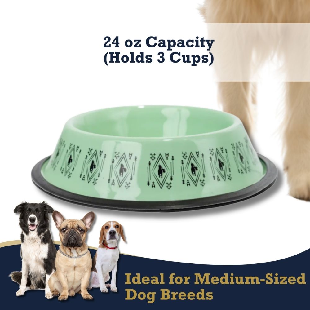 BOHO Unicorn Stainless Steel Dog Bowl with Silicone Base, 24 oz