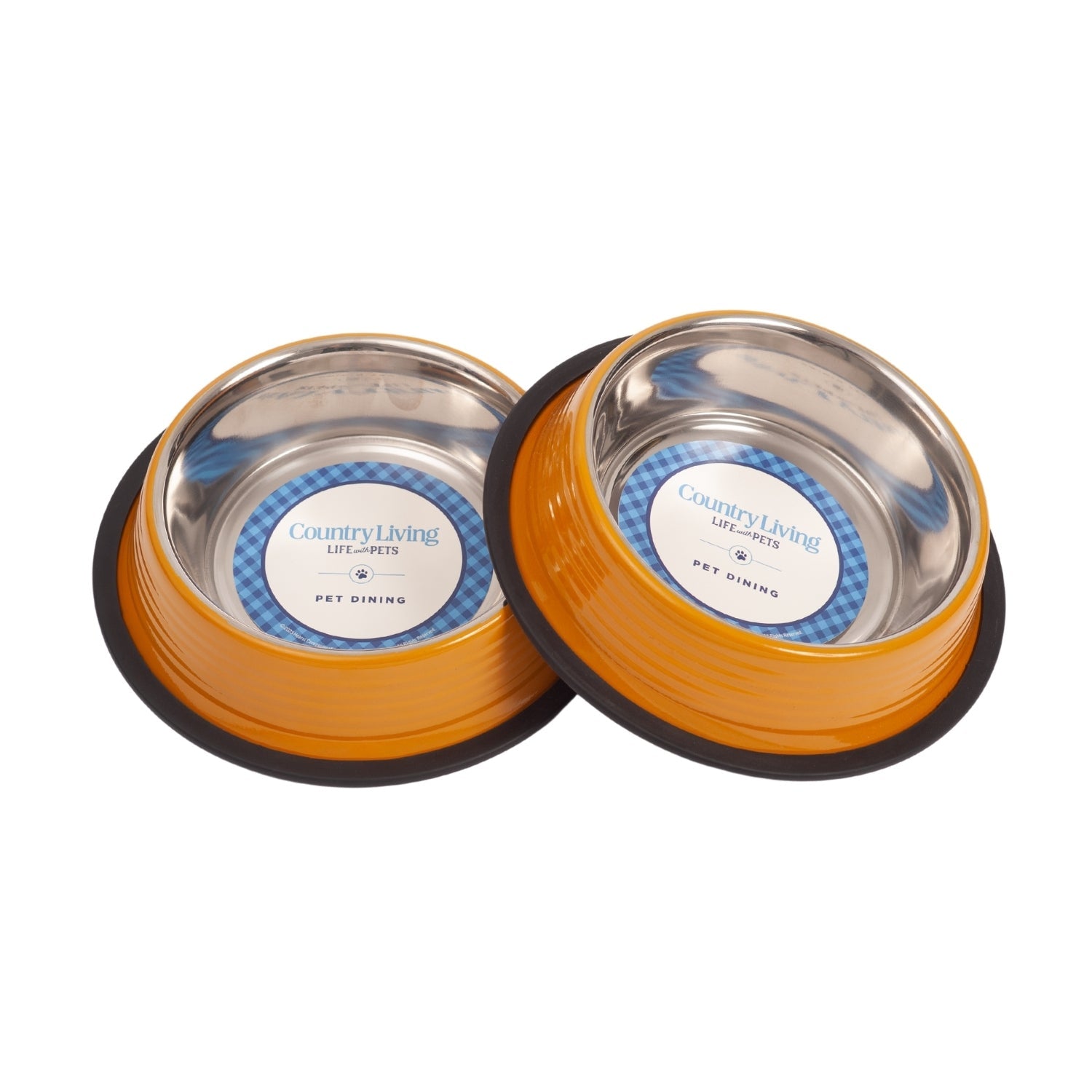 Country Living Set of 2 Ribbed Non-Slip Pet Bowls – Golden Yellow