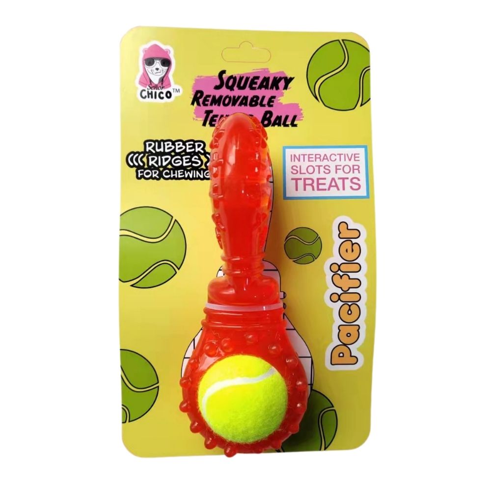 TPR Interactive Dog Chew Toy with Detachable Squeaker & Treat Fill, 7.1 × 2.6 in