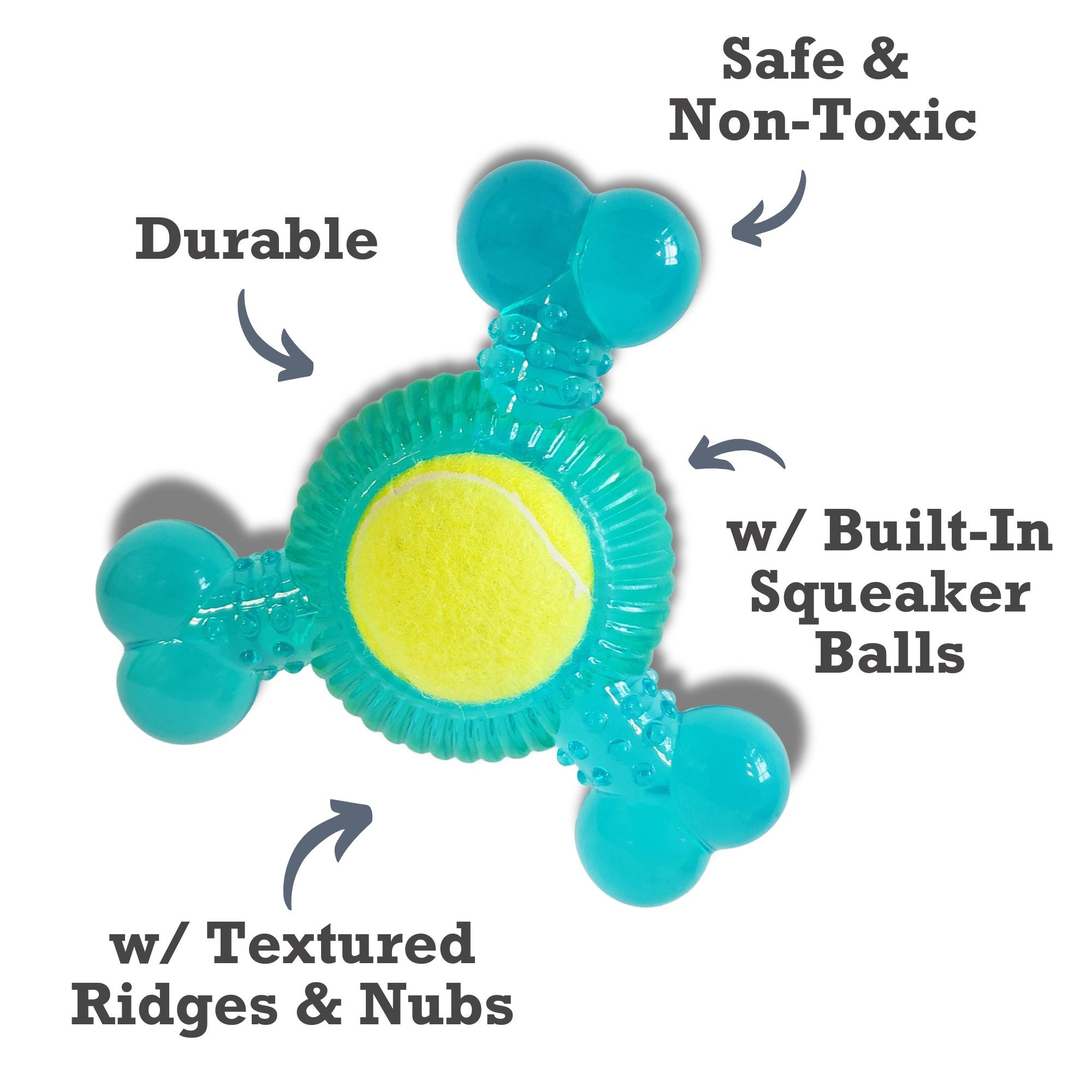 3-Bone TPR Dog Chew Toy with Removable Squeaker Balls
