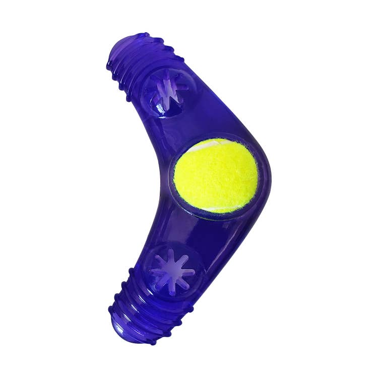 TPR Boomerang Dog Toy with Removable Squeaker Ball & Treat Compartments