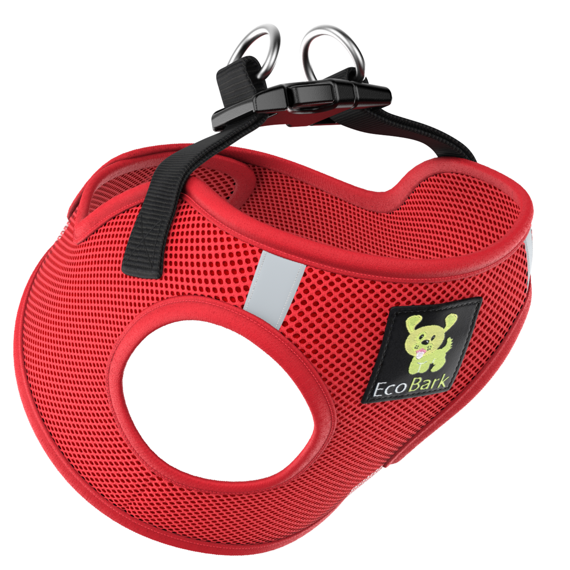 EcoBark Step In Dog Harness - Teacup & Small Breeds- Reflective Soft Mesh Harness for Teacup, Small Dogs and Puppies / Red