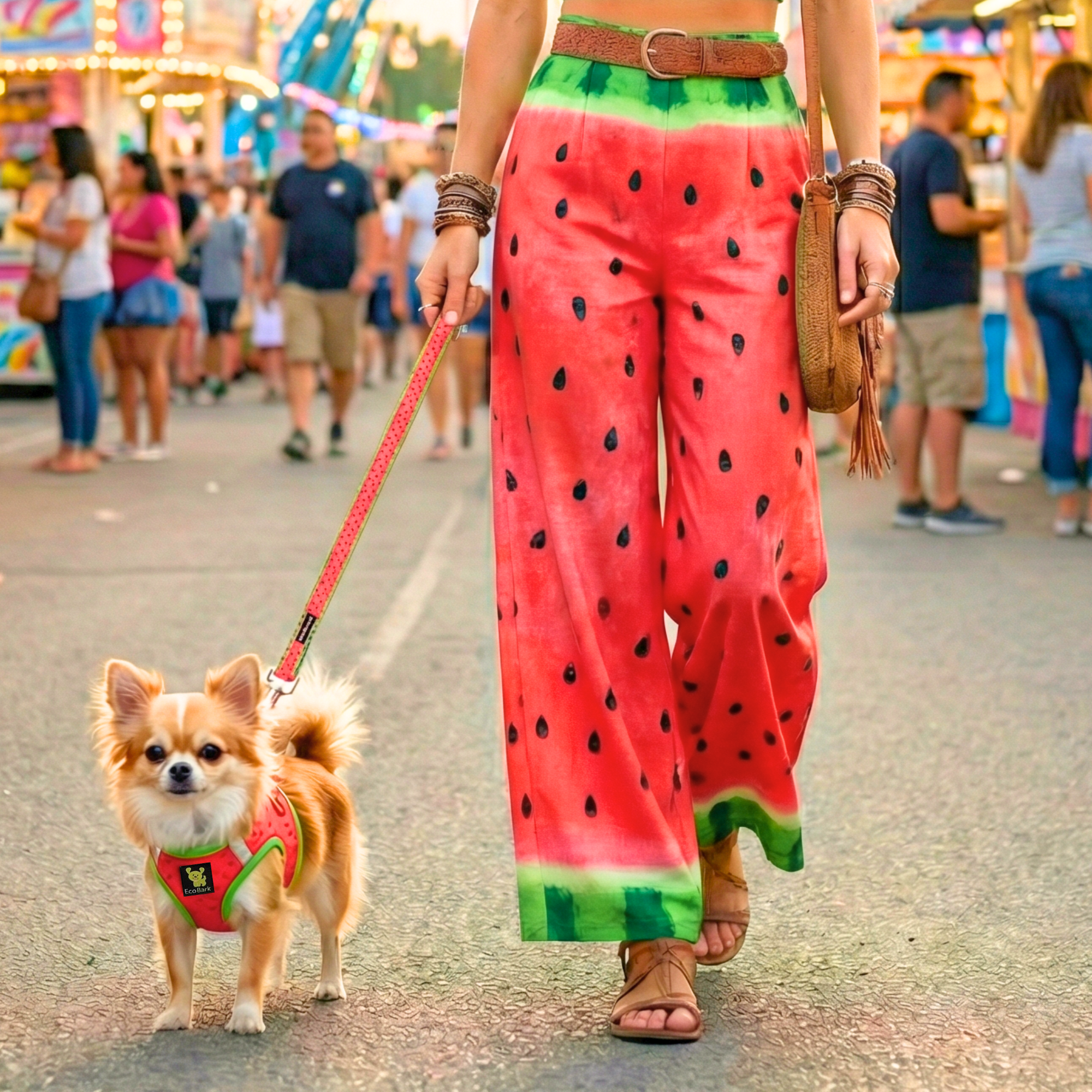 EcoBark Watermelon Dog Leash- Padded Comfort Grip Leash - 4ft, 5ft, and 6ft Leash for Small and Medium Dogs