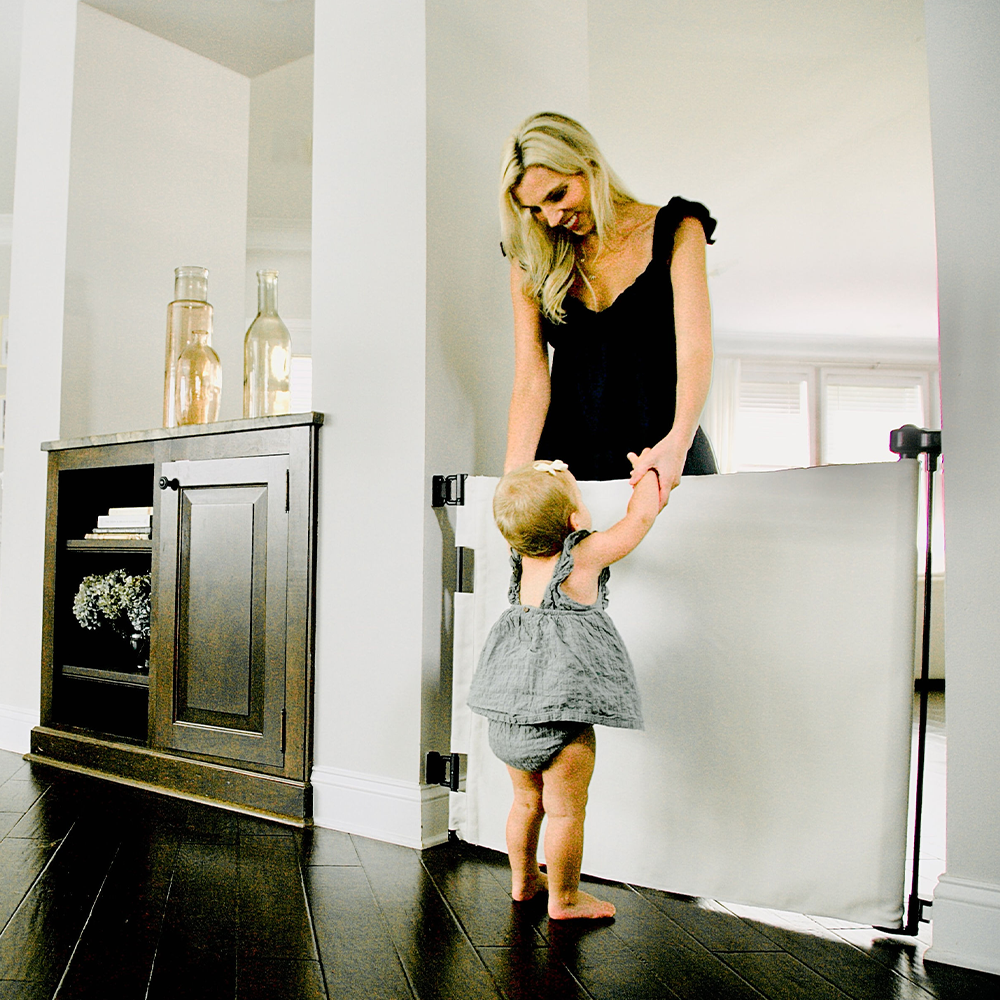 Crypton® Fabric Baby & Pet Safety Gate – Stylish, Stain-Resistant, PFAS-Free | fit openings from 27.6" to 55" wide and stand 33"