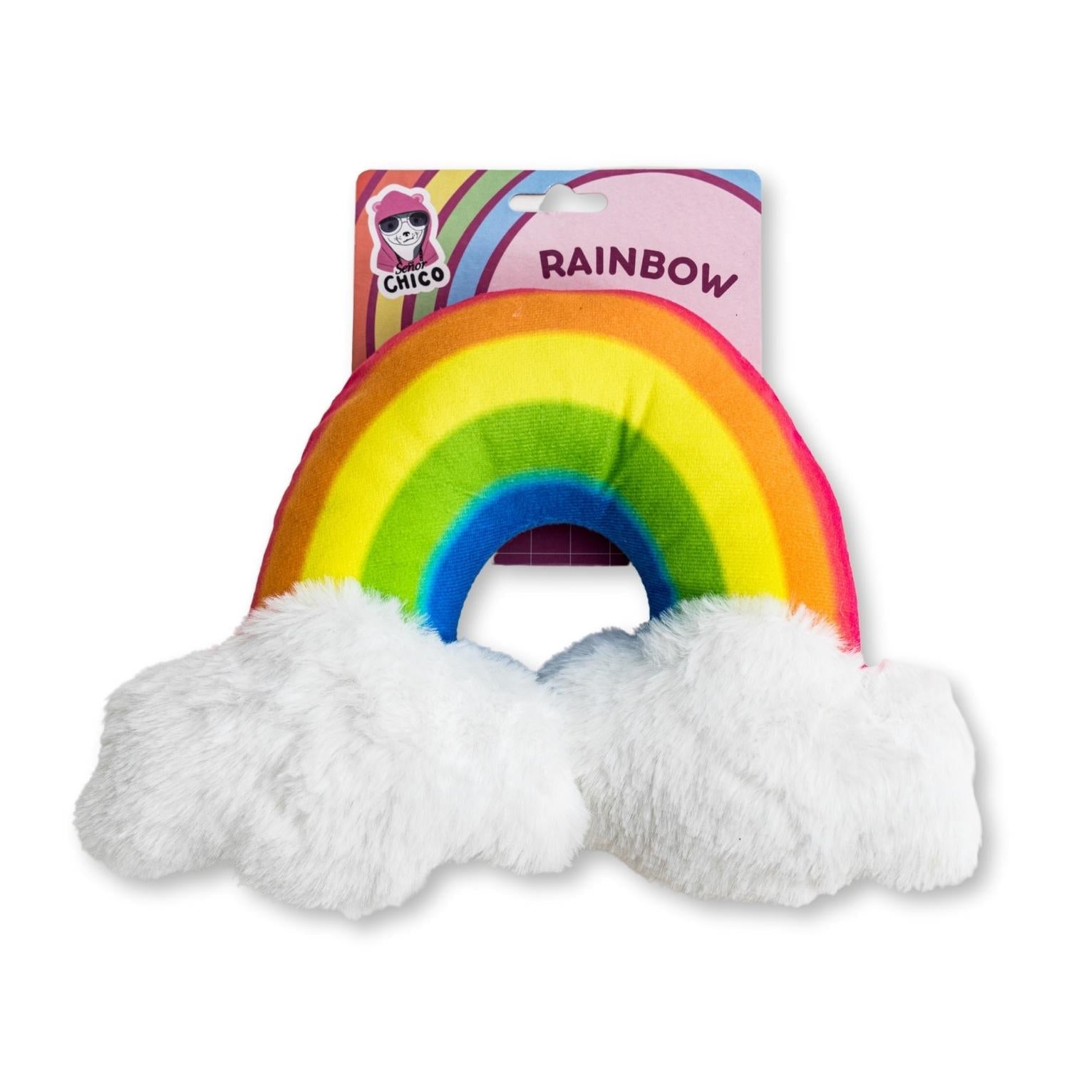 Magical Rainbow Plush Dog Toy with Squeaker & Crinkle, 11 × 8 in