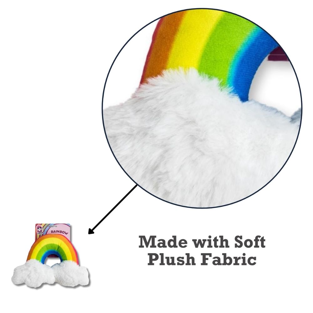 Magical Rainbow Plush Dog Toy with Squeaker & Crinkle, 11 × 8 in