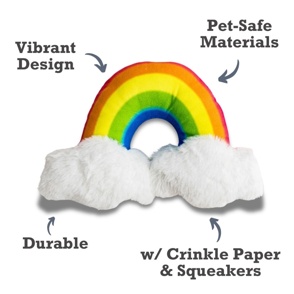 Magical Rainbow Plush Dog Toy with Squeaker & Crinkle, 11 × 8 in