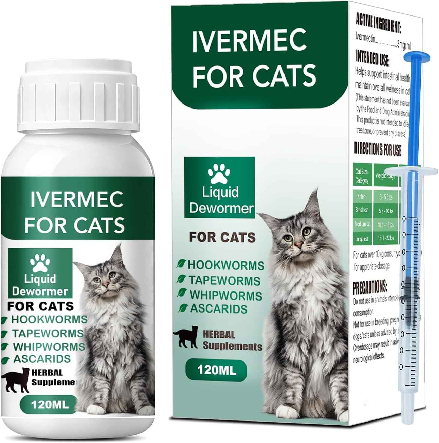 Cat Dewormer Liquid – Broad Spectrum Drops for Cats & Kittens, 120ml