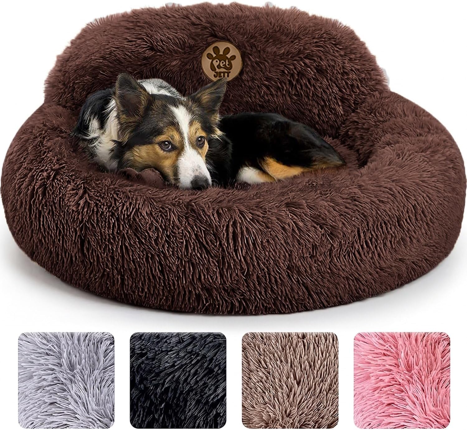 Medium Calming Dog Bed 30in Donut Plush Washable Bed Up to 45lbs