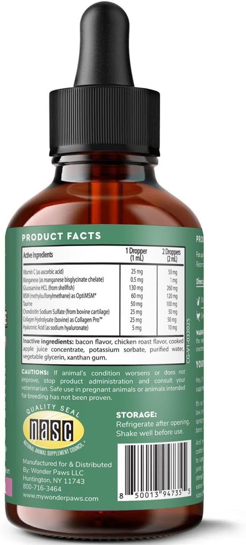 Cat Glucosamine Liquid Joint Supplement Mobility Flexibility Taurine 2oz