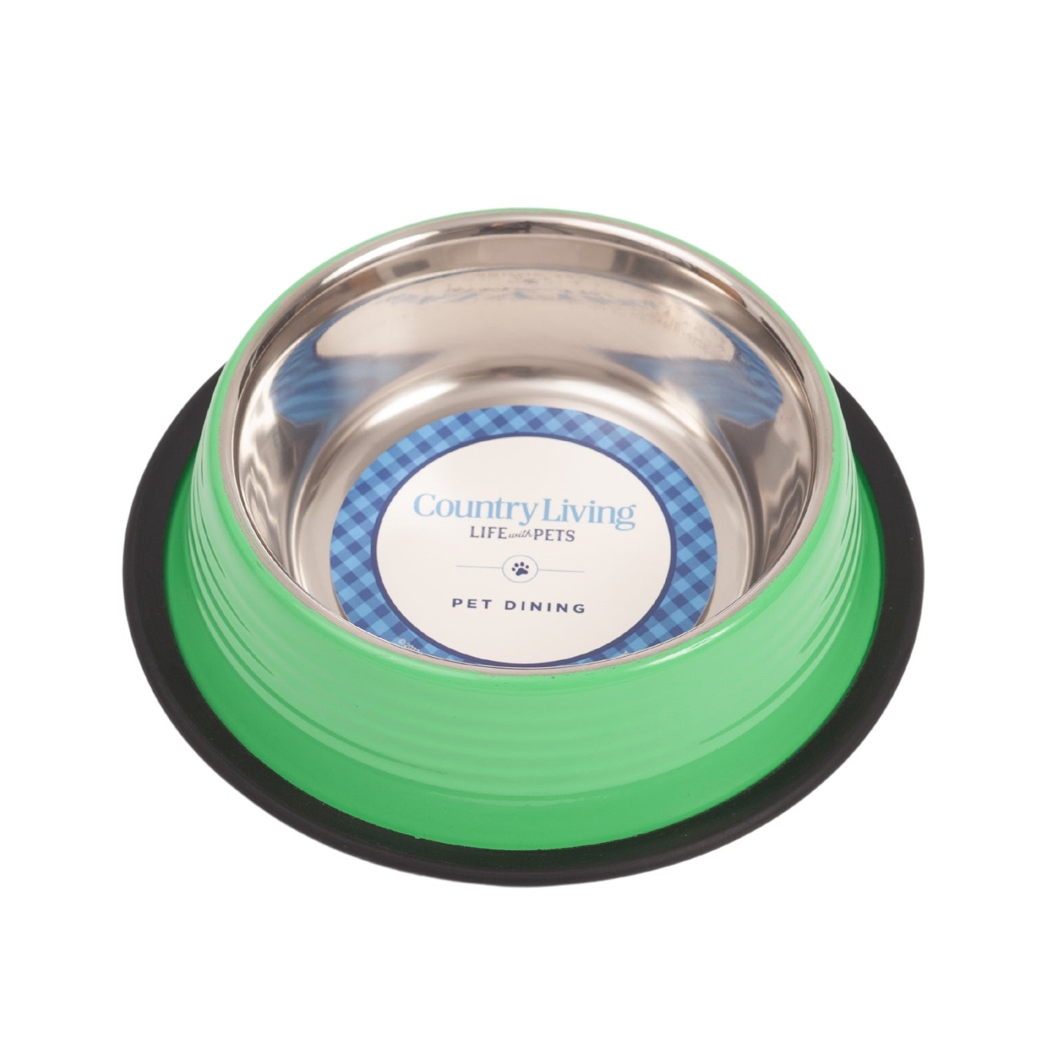 Country Living Ribbed Stainless Steel Pet Bowls  Irish Green | Set of 2 | Non-Slip Base