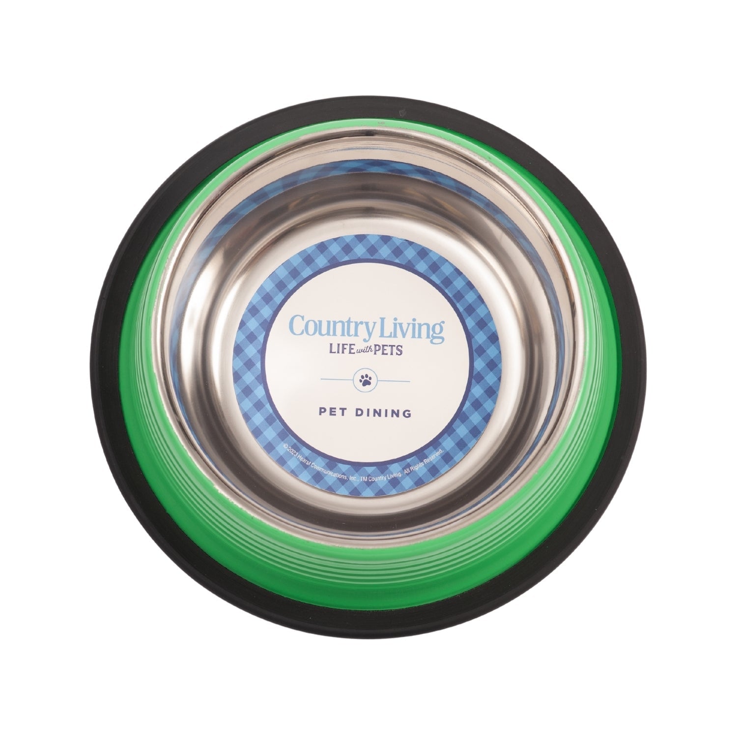 Country Living Ribbed Stainless Steel Pet Bowls  Irish Green | Set of 2 | Non-Slip Base