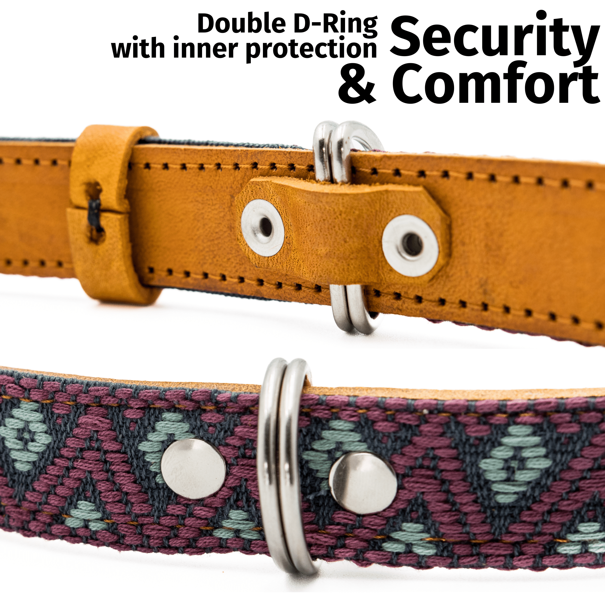 Handmade Leather Dog Collar — Aztec Embroidered | Camelot