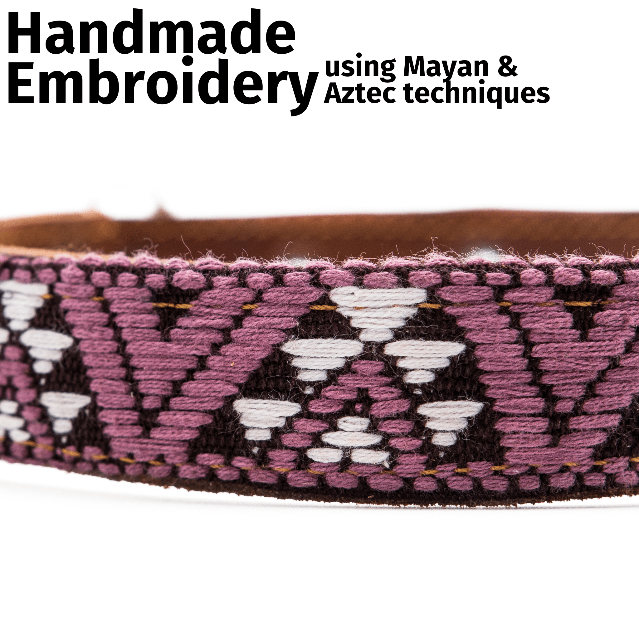 Handmade Leather Dog Collar — Aztec Embroidered | Carissma