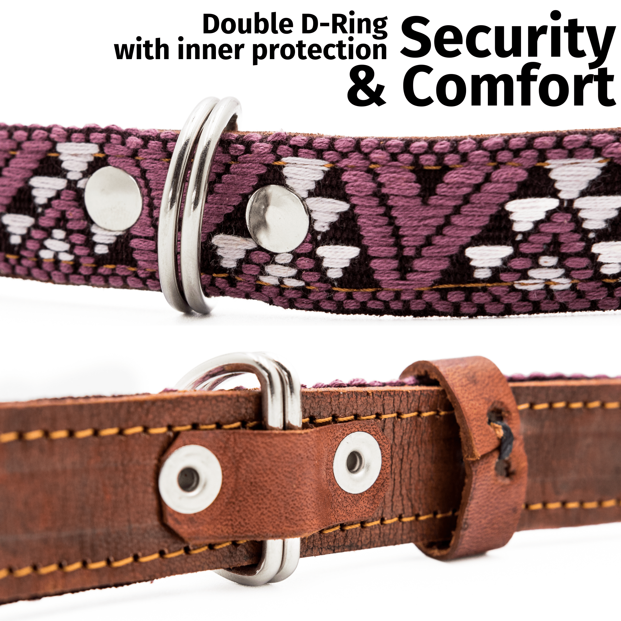 Handmade Leather Dog Collar — Aztec Embroidered | Carissma