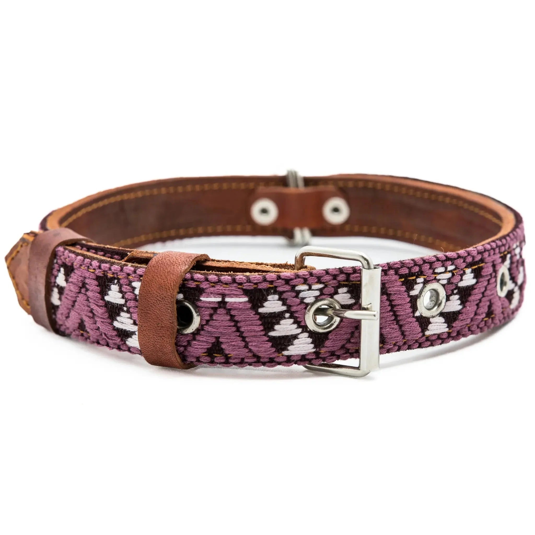 Handmade Leather Dog Collar — Aztec Embroidered | Carissma