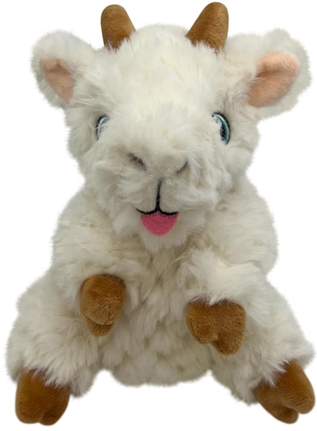KONG Comfort Tykes Plush Dog Toy for Small & Medium Breeds, Goat, Brown/Gray