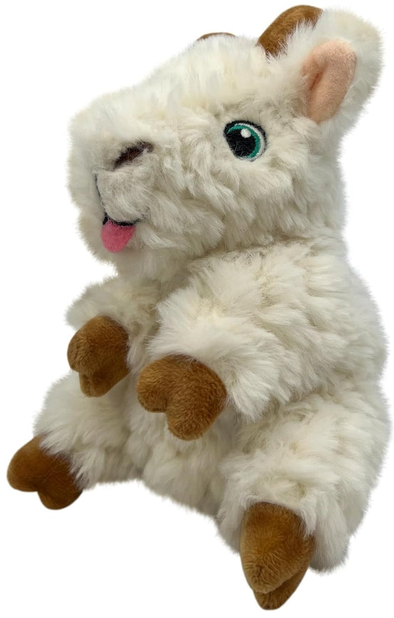 KONG Comfort Tykes Plush Dog Toy for Small & Medium Breeds, Goat, Brown/Gray