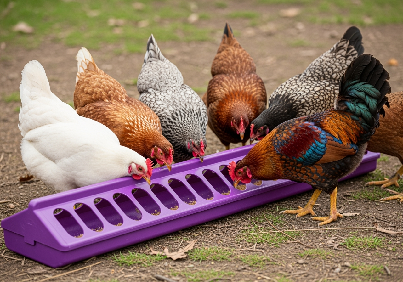 Little Giant 20 Plastic Flip-Top Poultry Ground Feeder, Purple Chickens Birds 2-Pack