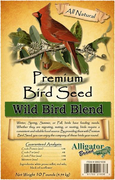 Alligator Premium Wild Bird Seed Blend 10 lb No Corn Natural Year-Round Feed