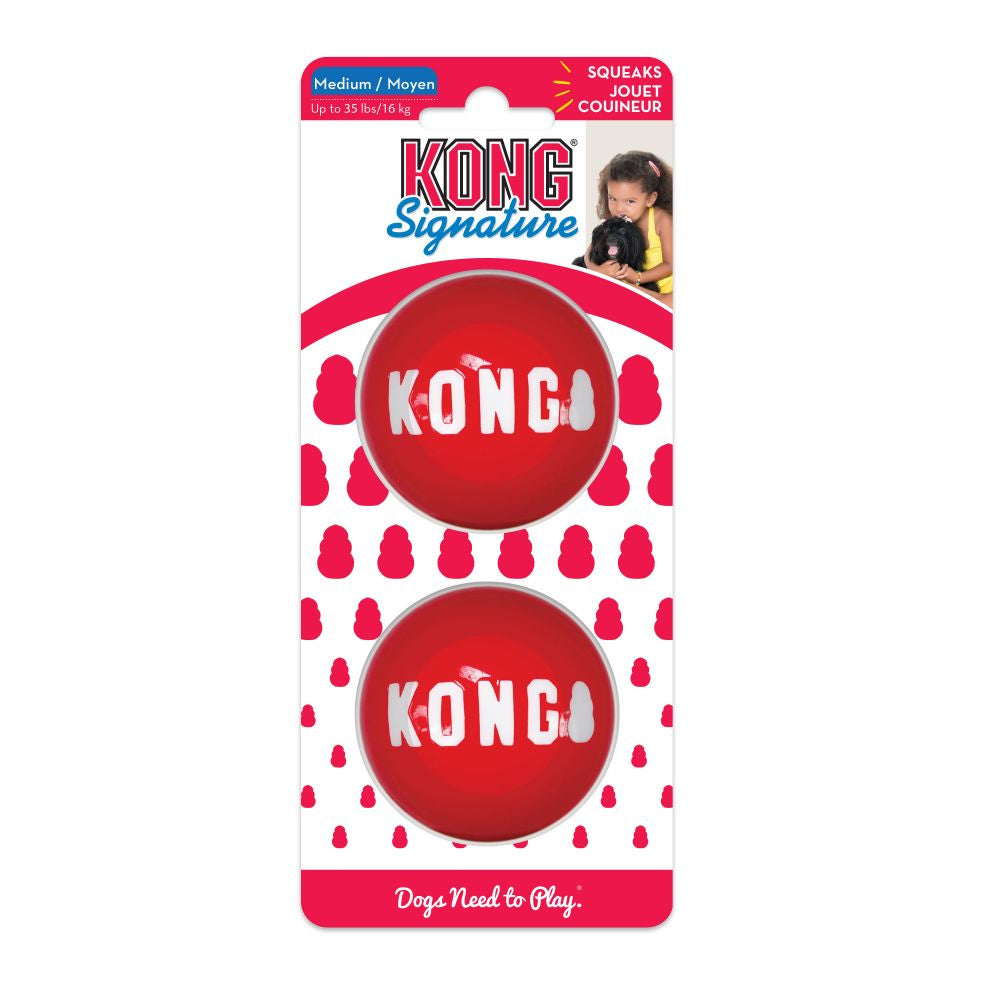 Kong - Signature Balls - 2 Pack Durable Ball For Chasing And Retrieving - For Medium Dogs
