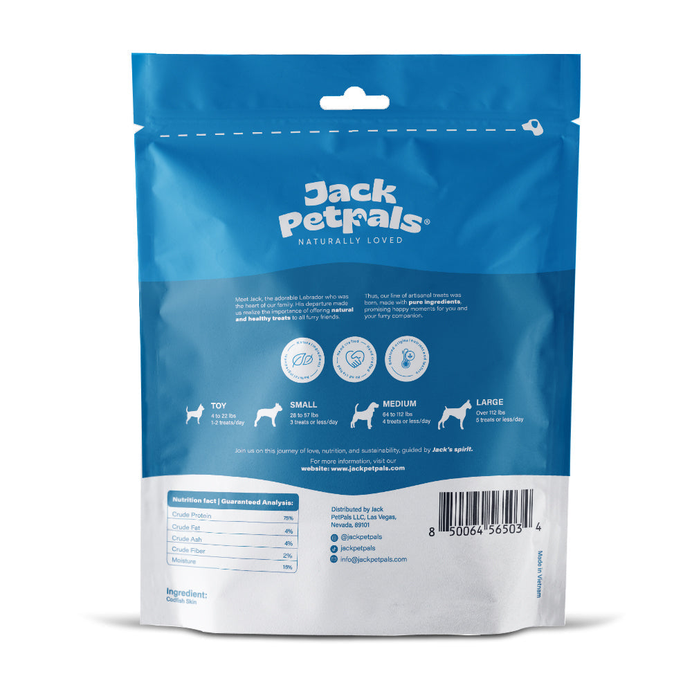 Jack PetPals Seafood Feast Codfish Skin Dog Treats