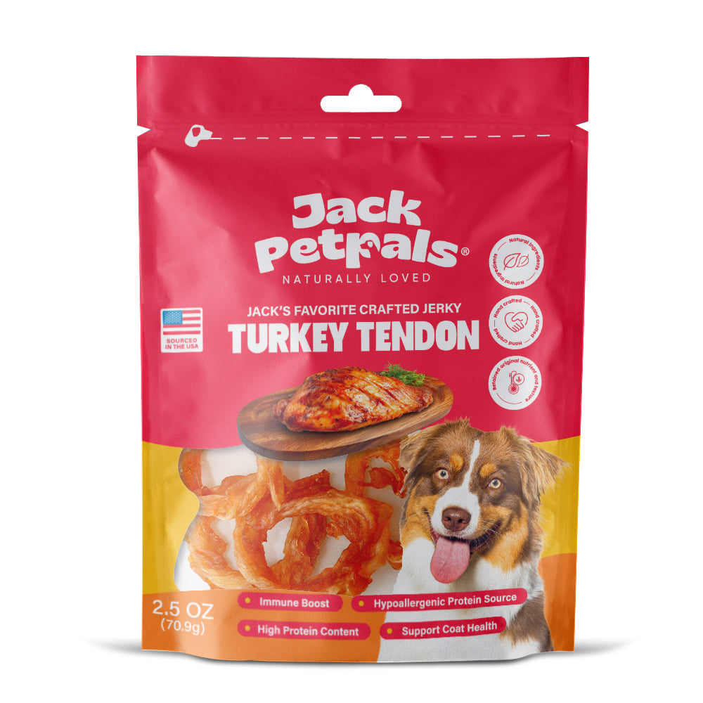 Jack PetPals Handcrafted Jerky Turkey Tendon Dog Treats, 2.5 oz